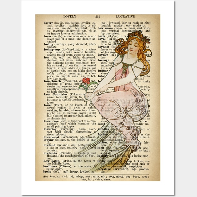 "Painting" in old book page - Mucha Wall Art by ritta1310